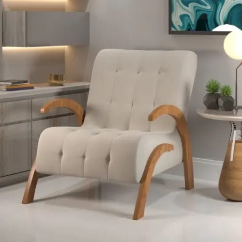 Poltrona Martha/Flower Veludo Marfim - TD