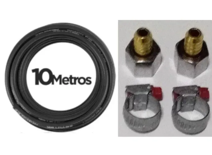 MANGUEIRA 10M BORRACHA PARA COMPRESSOR/PISTOLA E FERRAMENTAS PNEUMÁTICO COM ESOI E ABRAcA