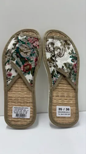 Chinelos de Palha Natural - Ideais para Alérgicos a Látex (Estampada)