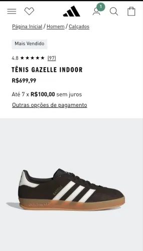 Adidas Gazelle Indoor (tamanho 44)