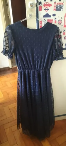 Vestido festa com renda azul Royal infantil