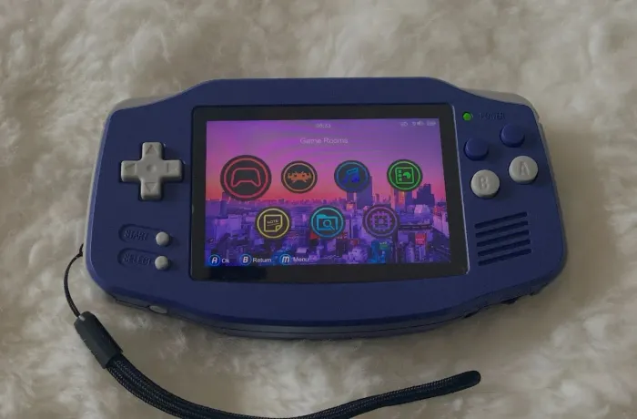 Anbernic rg34xx Indigo Roxo Videogame Portatil emulador GBA Snes Ps1