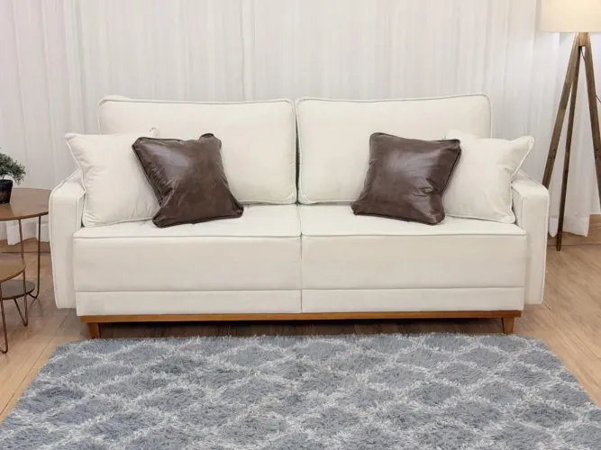 Sofá 3 Lugares Living Martins Molas Bonnel 2.00m - Linho Acquablock - Martis Estofados