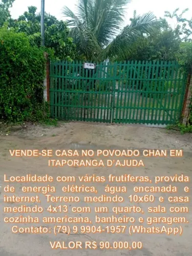 Terreno de 10x60 com casa de 7x13
