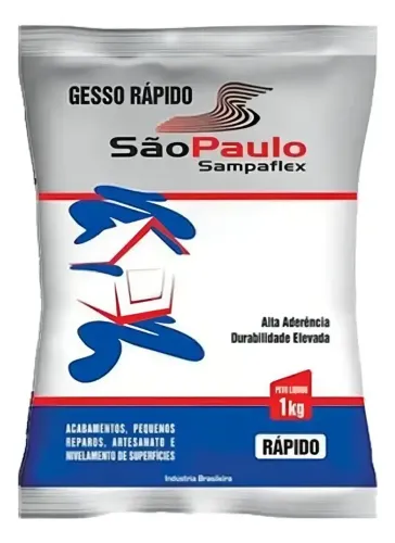 Gesso Rápido Para Artesanato E Reparo 1kg Sampaflex