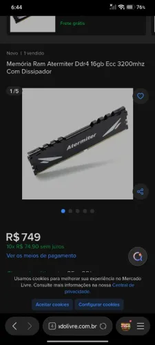 Memória ram 16gb atermiter!