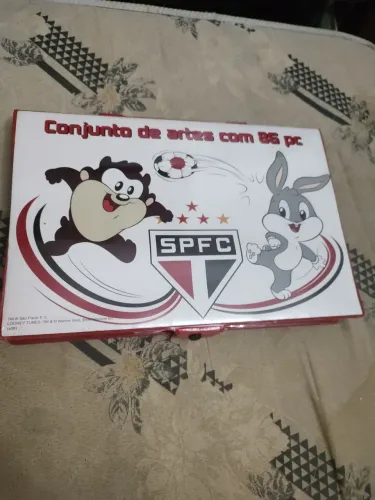 Kit escolar Looney Tunes, infantil, do São Paulo FC, com 86 peças 