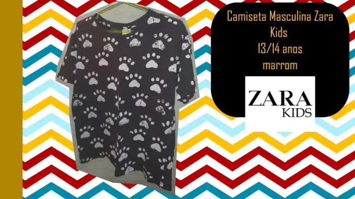 Camiseta Masculina Zara Kids 13/14 anos