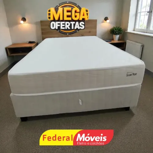 Cama Box Casal 1,38x188cm Base + Colchão c/ Molas - Mega Oferta!
