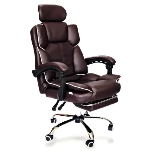 Poltrona Executiva Reclinável C7 Neo Promotora Marrom Couro PU Lombar