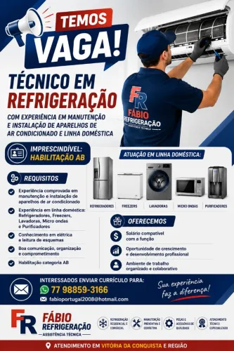 Vaga para técnico em refrigeração