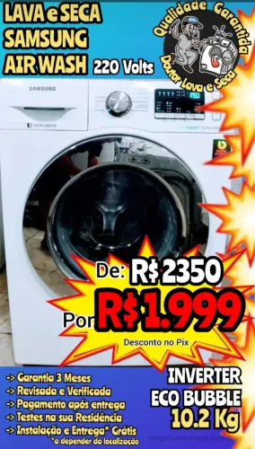 LAVA e SECA 220 Volts Samsung Inverter Garantia Instalação e Entrega Grátis*