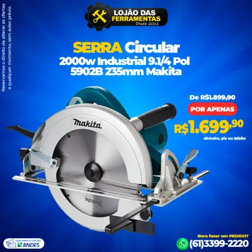 Serra Circular 2000W Industrial 9.1/4 Pol 5902B 235mm Makita