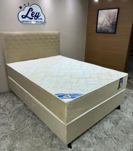 Cama box Solteiro molas ensacadas Ouro luxo Base+Colchao em mega Promoção