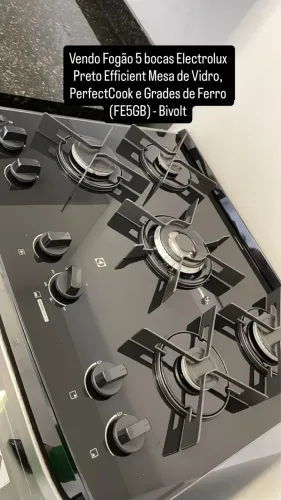 Fogão 5 bocas Electrolux Preto Efficient Mesa de Vidro