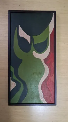 Lindo quadro abstrato óleo sobre tela med 30x62 em dinheiro