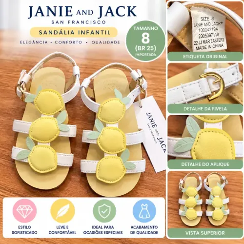 Sandália Infantil Janie and Jack Importada - Flores Amarelas - Tamanho 8 US