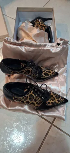 Sapato Scarpin Preto/Onça N°s 34/35 Jorge Bischoff Novo