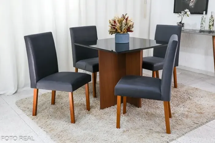 Mesa Helo 90×90 4 Cadeiras Roma Cinza Até 12x - Frete Grátis