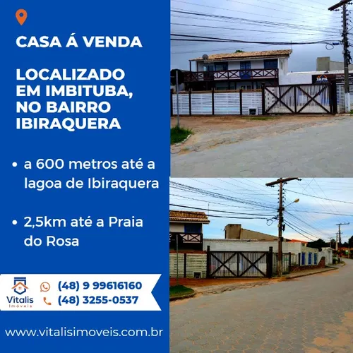 Casa em Imbituba, localizada no bairro Ibiraquera, a 600 metros até a lagoa de Ibiraquera