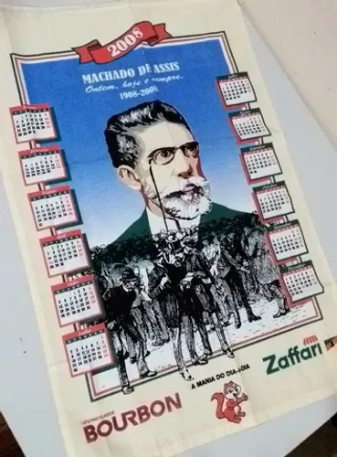 Pano de prato em formato de calendário antigo e novo de 2008 marca Lepper