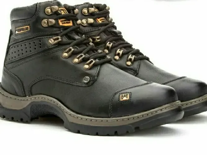 Botas coturno caterpillar couro original com palmilhas em gel laranja 