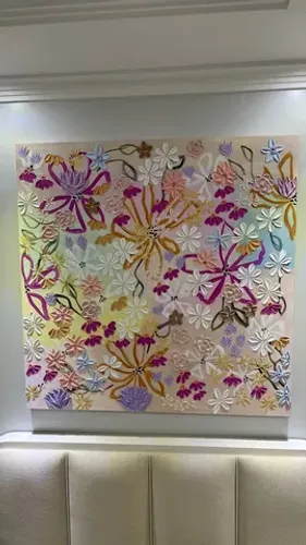 Tela com flores em textura