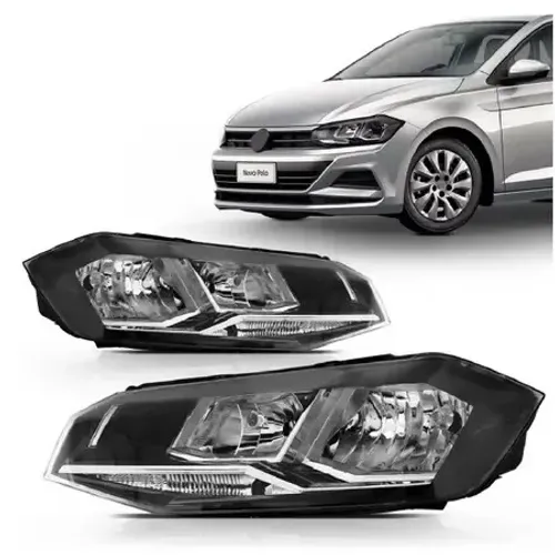 Farol Polo Virtus 2018 2019 2020 2021 Mascara Negra Friso Cromado