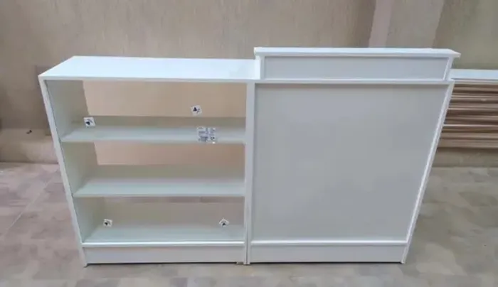 BALCÃO CAIXA + BALCÃO VITRINE EXPOSITOR MDF - NOVO