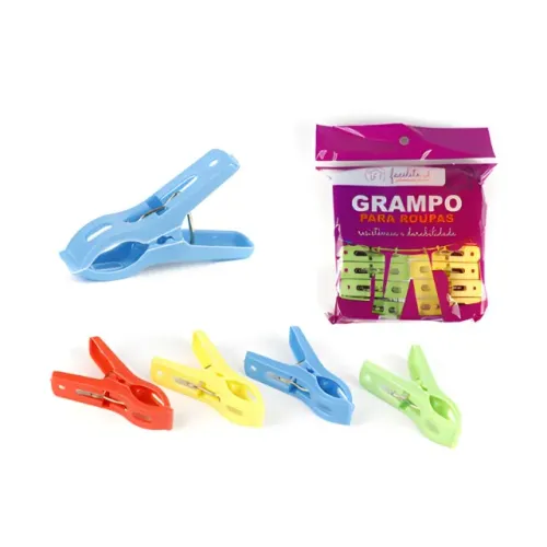 Kit Prendedores Para Roupa Fácil Manuseio 16 Peças Plástico Facilite Multicor 3x5cm