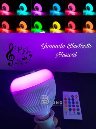 Lâmpada Led Bluetooth C/ Controle 