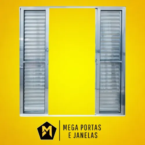 Porta Balcão Seis folhas Alumínio Brilhante - Linha 25 (Completa)