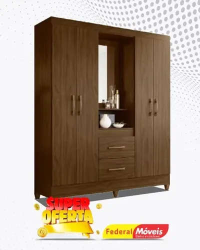 Guarda Roupa 4 Portas 2 Gavetas Espelho Super Lindo Fazemos Entrega