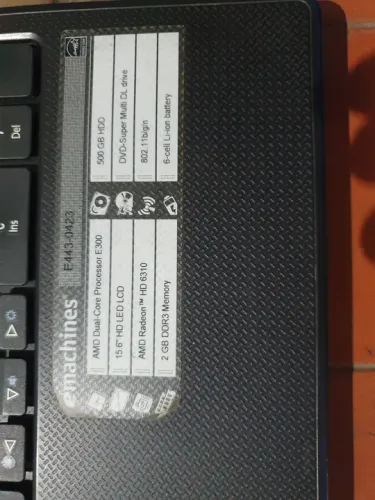 Notebook AMD E300 2GB RAM Emachines
