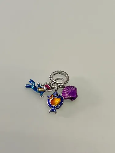 Pingente Charm Oceano Mergulhador Peixe Concha