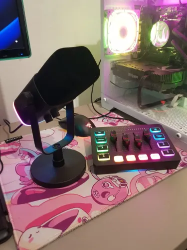 Microfone Fifine AM8 + interface de áudio Ampligame SC3 + Cabo XLR Ugreen de 3 metros