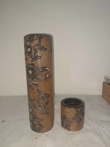 Vaso e castiçal em porcelana chinesa