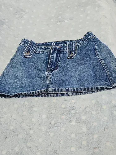 Saia Denim Casual Curta Decor Bolso Bodycon Feminina