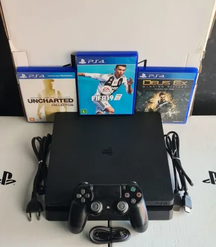 PS4 SLIM 500GB (SEMI-NOVO) C/ GARANTIA TOTAL DE 3 MESES_SOMOS LOJA FÍSICA