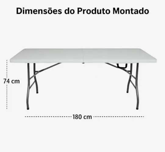 Mesa Dobrável 180x74cm nova na caixa