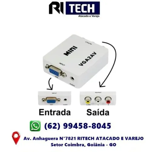 Mini Conversor VGA para AV Adaptador Monitor Tv
