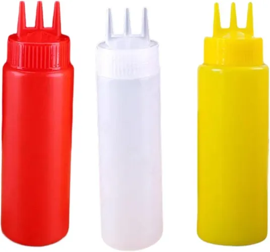 Esguicho de Ketchup Recarregável Portátil 3 Furos 650ml