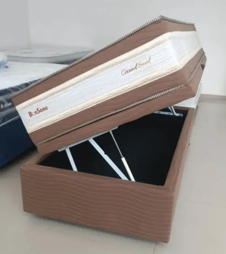 Cama Box  Solteiro com Baú Grand Sued BonSono