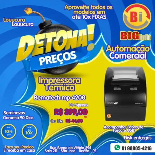 Impressora Termica Nao Fiscal MP-4200 - 300 mm/s USB - Em ate 10x Fixas