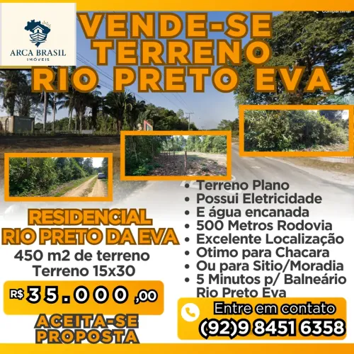 VENDE-SE EXCELENTE TERRENO RIO PRETO EVA - PROX. RODOVIA AM 010