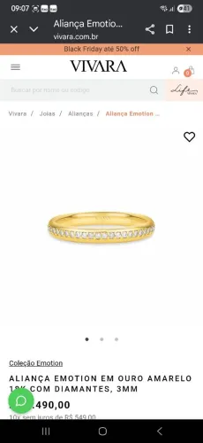 Aliança Vivara ouro 18k