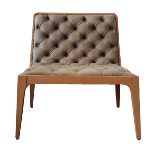 Poltrona Capitonê em madeira nobre Breton - Estofada em couro