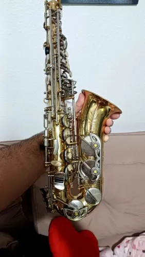 Sax alto Eagle SA 501 - Detalhes Prateado + Boquilha Barkley e Dourado 