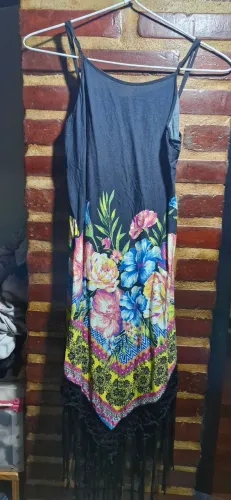 Vestido Floral com Franjas farm tam p