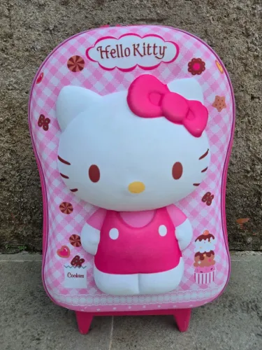Bolsa Rodinhas+lancheira Hello Kitty 3D